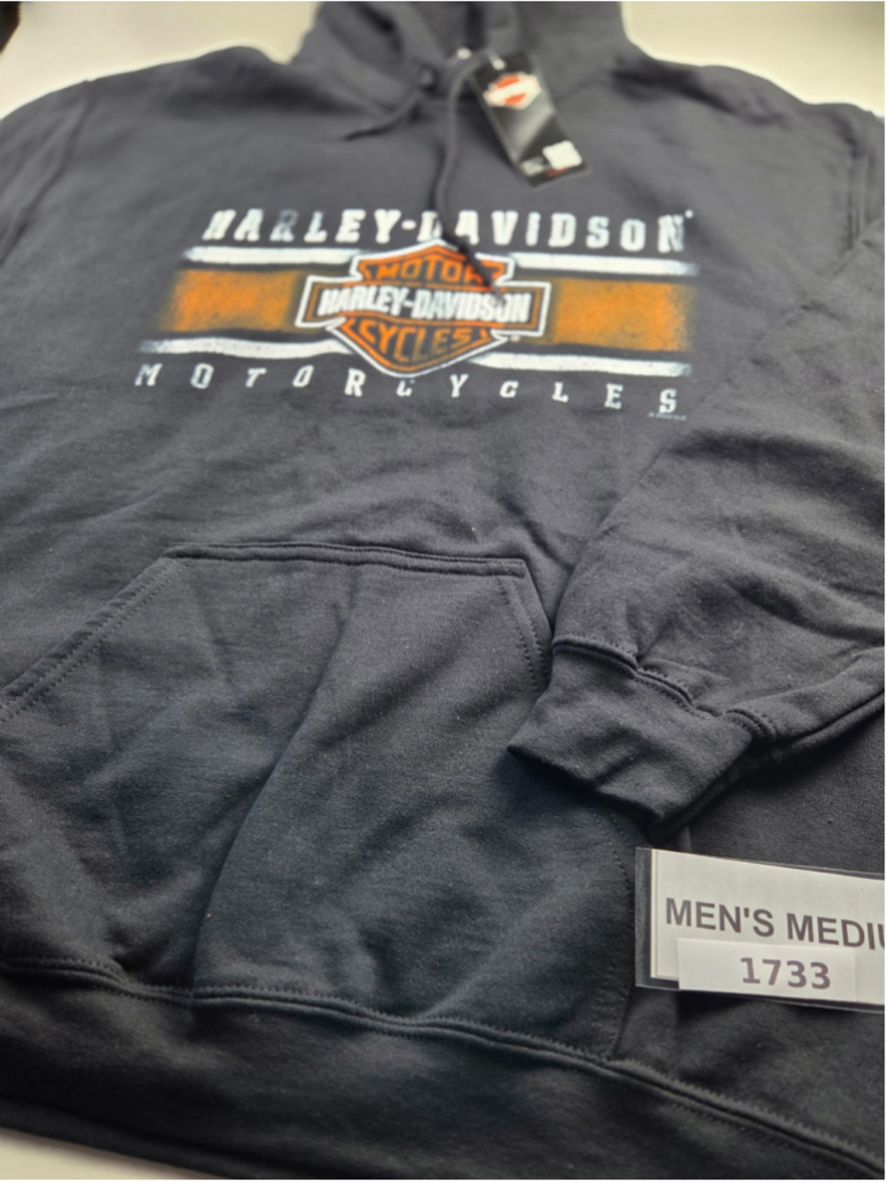 Men's Harley-Davidson New Hoodie Sweatshirt Medium Black Orange NWT #1733